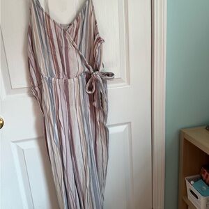 Mudd Striped Jumpsuit with Tie Waist